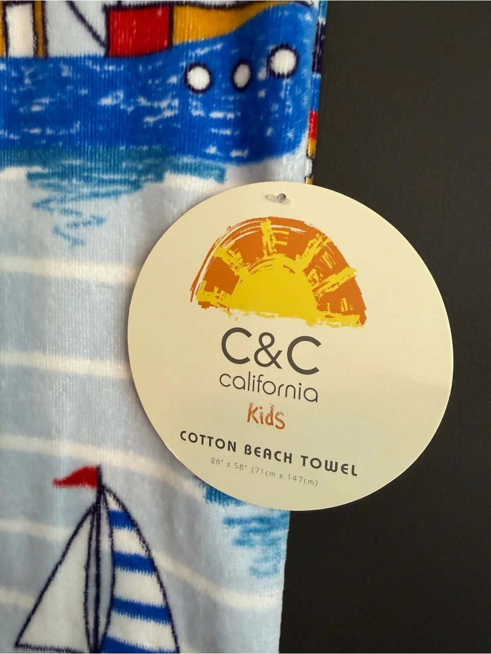 C&C California Kids Cotton Beach Towel - Nautical Boats. NEW